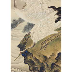 岡本秋暉 鯨波飛鶴図 双幅 日本の動物画 いきもののかたち 江戸期の花鳥画などかわいい日本画のサイト