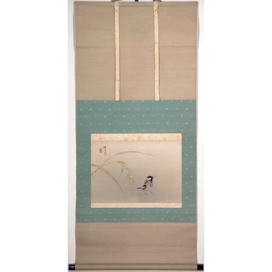 小村大雲 稲穂雀 日本の動物画 いきもののかたち 江戸期の花鳥画などかわいい日本画のサイト