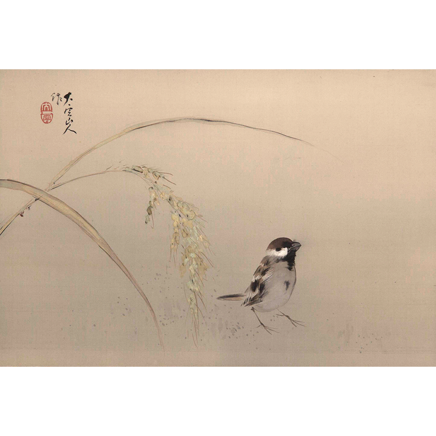 小村大雲 稲穂雀 日本の動物画 いきもののかたち 江戸期の花鳥画などかわいい日本画のサイト