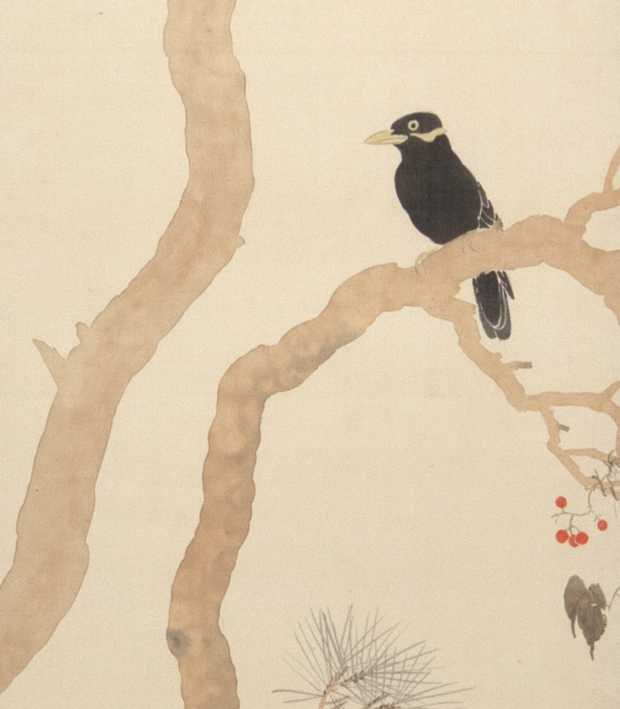 木村武山 秋松小鳥図 - 日本の動物画‐いきもののかたち‐ 江戸期の花鳥画などかわいい日本画のサイト