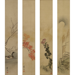 松村景文 花鳥十二ヶ月短冊 十二幅対 日本の動物画 いきもののかたち 江戸期の花鳥画などかわいい日本画のサイト