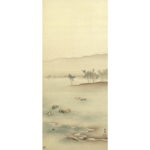 【模写】　中原瓮塘　牛図　紙本　岡山の画家