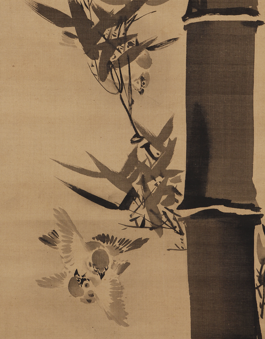 英一蝶 竹雀 日本の動物画 いきもののかたち 江戸期の花鳥画などかわいい日本画のサイト