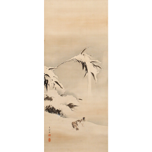 望月玉渓 竹下雪雀図 日本の動物画 いきもののかたち 江戸期の花鳥画などかわいい日本画のサイト