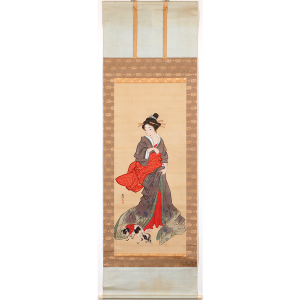 渡辺南岳 和美人矮狗図 日本の動物画 いきもののかたち 江戸期の花鳥画などかわいい日本画のサイト