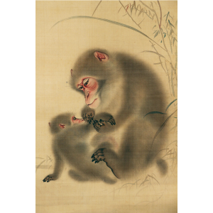 森狙仙画 黄檗華頂賛 親子猿図 日本の動物画 いきもののかたち 江戸期の花鳥画などかわいい日本画のサイト