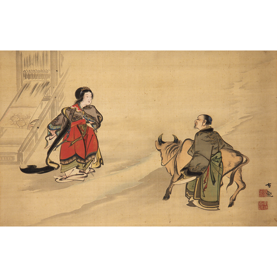 古画 七夕牽牛織姫図 日本の動物画 いきもののかたち 江戸期の花鳥画などかわいい日本画のサイト