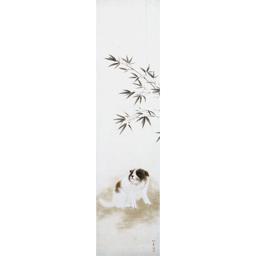 徳岡神泉 狗子図 日本の動物画 いきもののかたち 江戸期の花鳥画などかわいい日本画のサイト