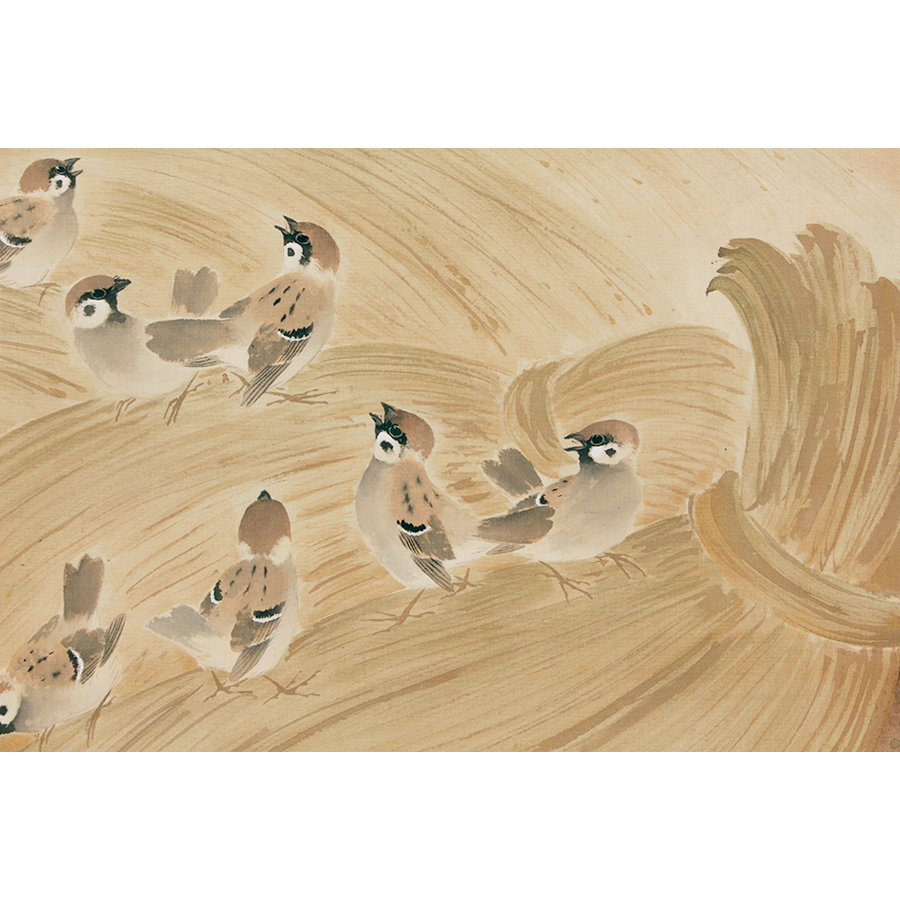 【NEW通販】rarebookkyoto　472　荒木　十畝　秋草小鳥　紙本　設色　共箱 花鳥、鳥獣