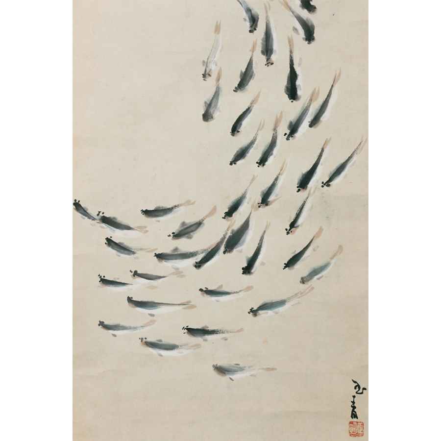 直原玉青画 山口誓子賛 魚紋 日本の動物画 いきもののかたち 江戸期の花鳥画などかわいい日本画のサイト