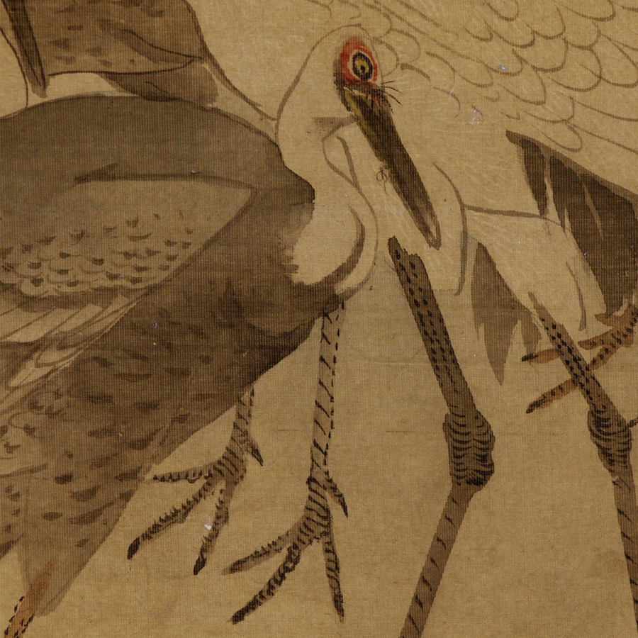 森周峰 松下五鶴図 - 日本の動物画‐いきもののかたち‐ 江戸期の花鳥画