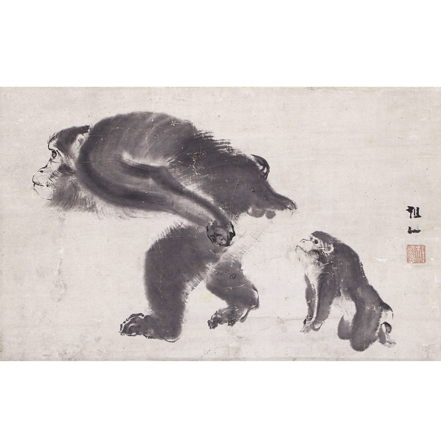 森狙仙 親子猿 日本の動物画 いきもののかたち 江戸期の花鳥画などかわいい日本画のサイト
