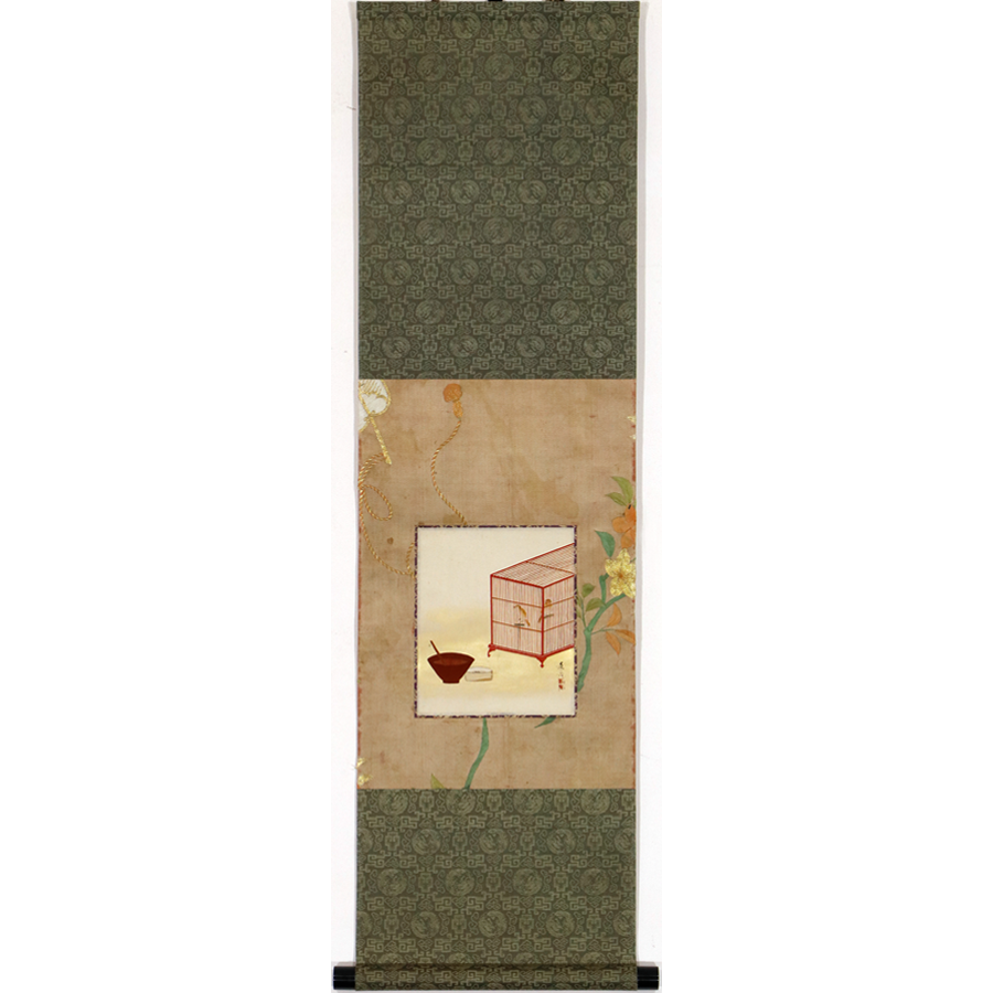 柴田是真 漆絵鳥籠図 小品 日本の動物画 いきもののかたち 江戸期の花鳥画などかわいい日本画のサイト