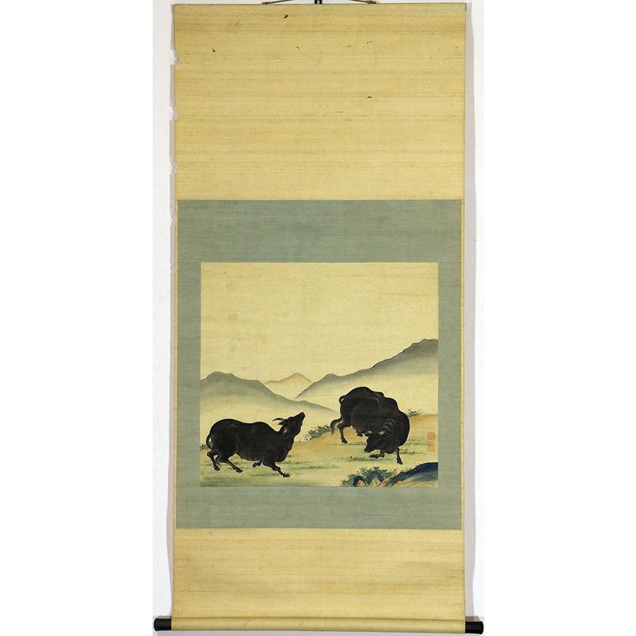 村田鶴皐 闘牛図 日本の動物画 いきもののかたち 江戸期の花鳥画などかわいい日本画のサイト