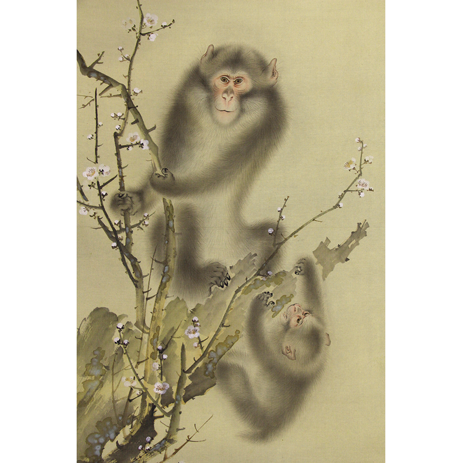 森狙仙 梅花親子猿図 日本の動物画 いきもののかたち 江戸期の花鳥画などかわいい日本画のサイト