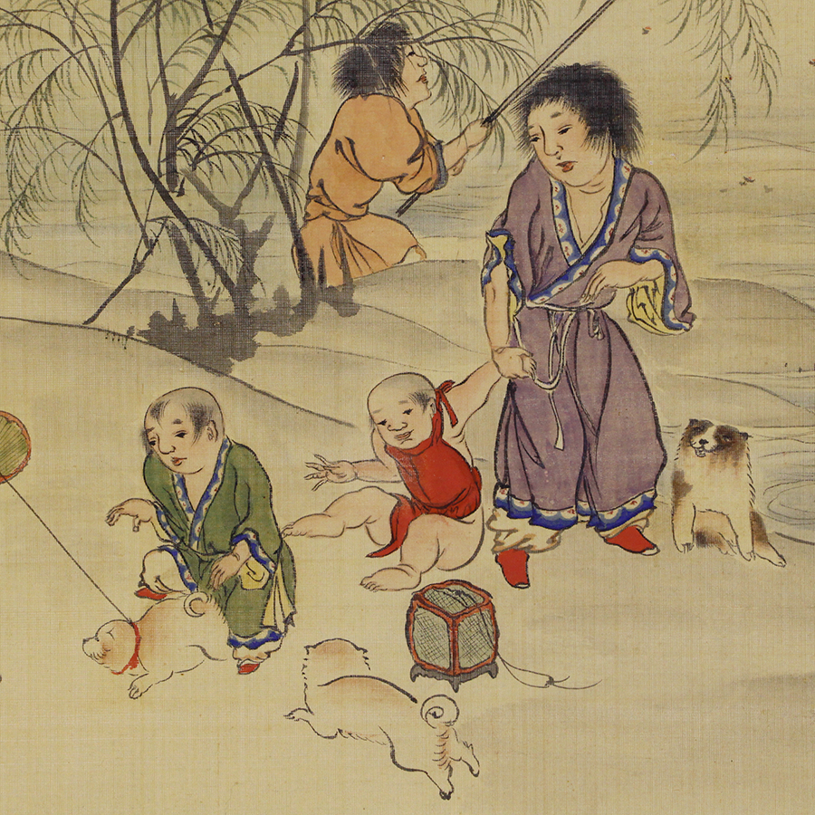 長沢芦雪 狗仔唐子螢狩野 日本の動物画 いきもののかたち 江戸期の花鳥画などかわいい日本画のサイト