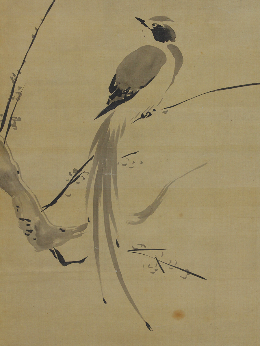 大得価お得・作者名：　・作者不詳　・画題：　・南天に鳥　・技法：　・日本画（複製） 花鳥、鳥獣